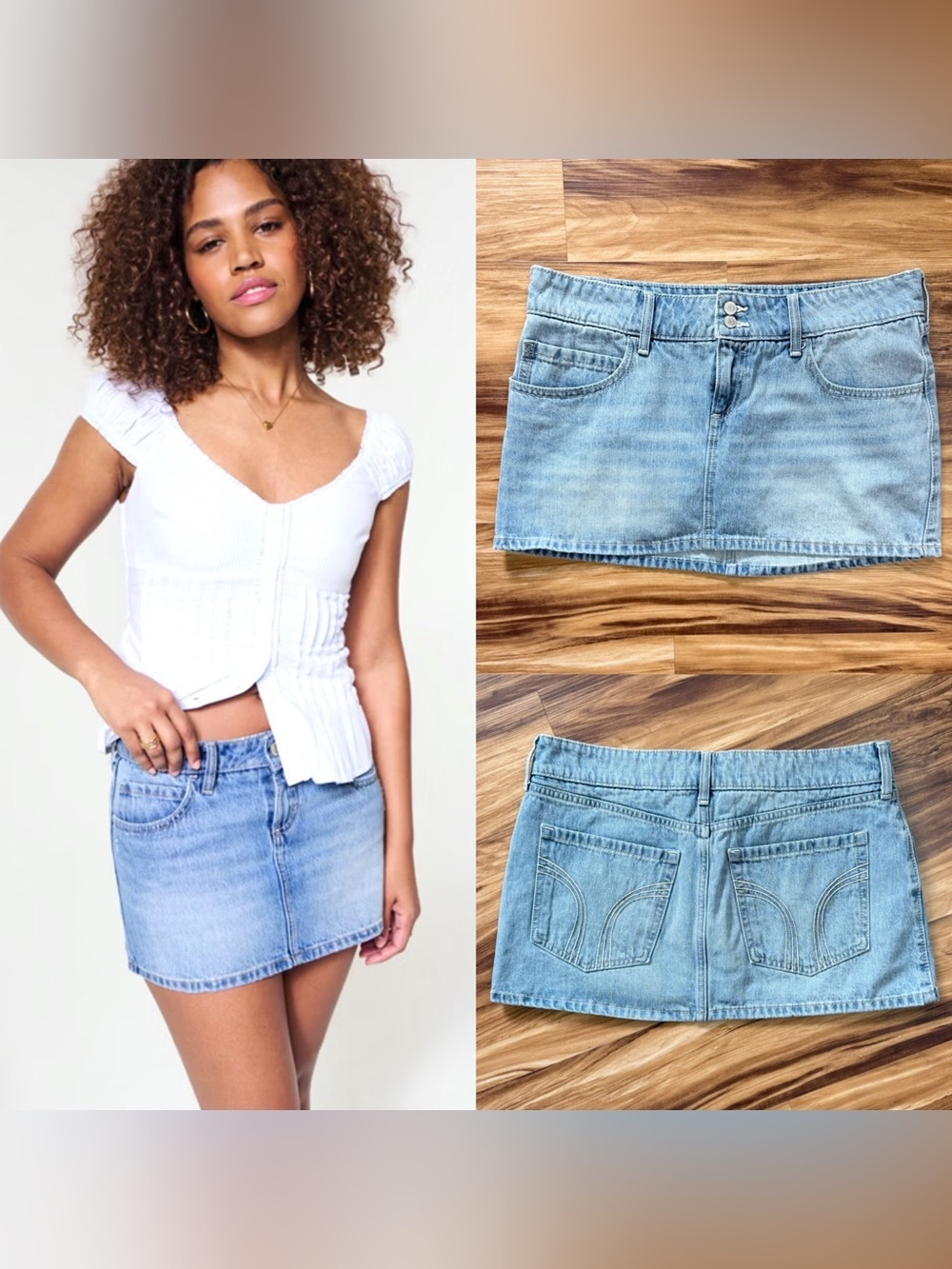 Hollister Light Blue Denim Y2K Inspo Mini Skirt/ Skort